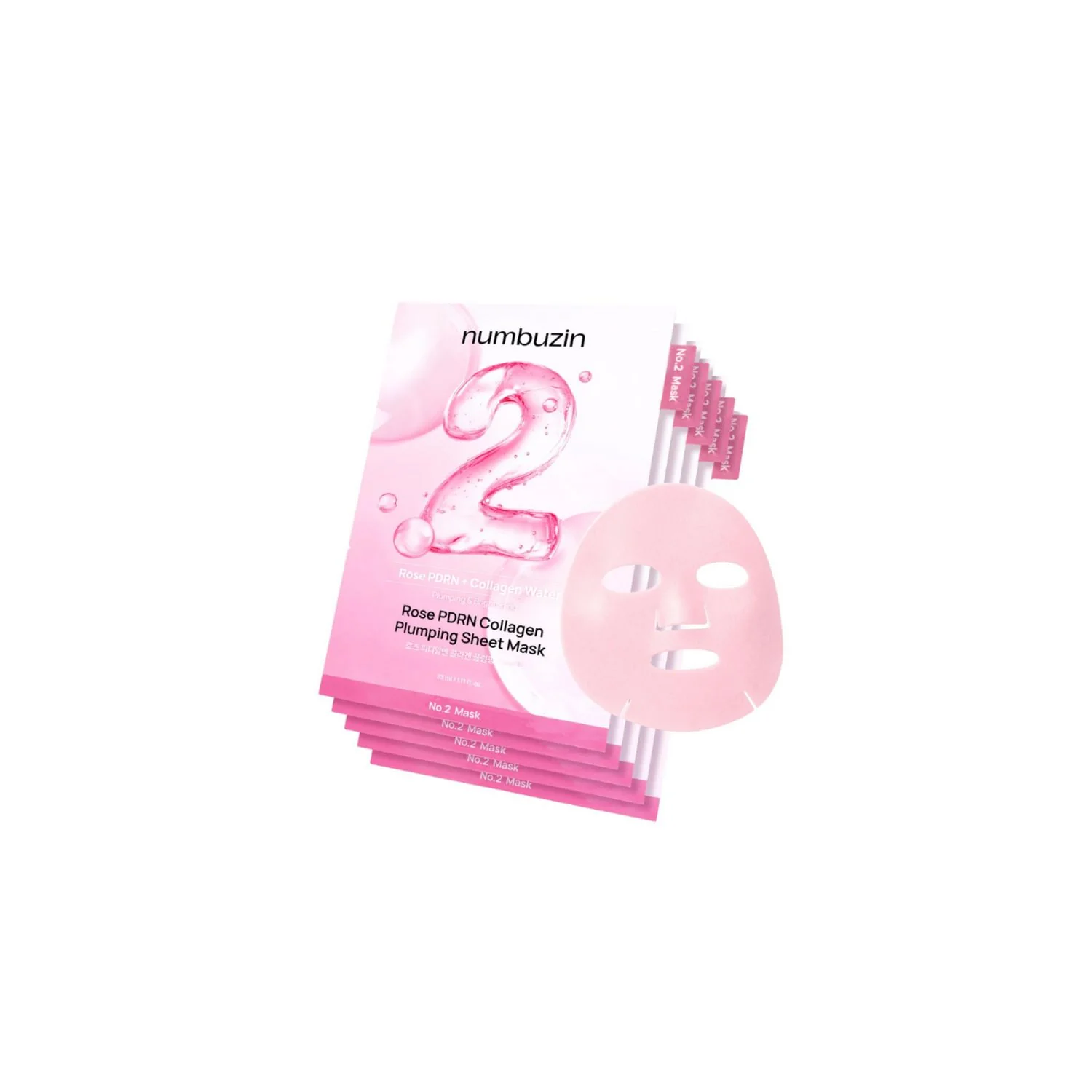 No.2 Rose PDRN Collagen Plumping Sheet Mask Box [5pcs]